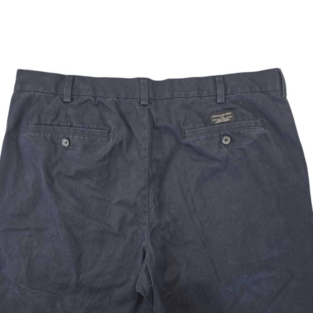 Banana Republic Aiden Chino Pants Mens 38x32 Navy Cotton Straight Flat Front - Picture 3 of 9